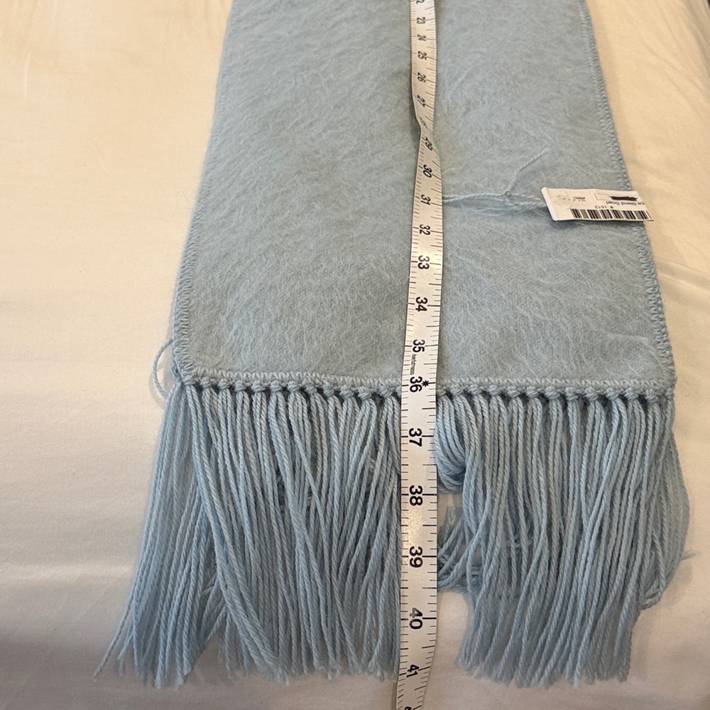 Alpaca Fur Light Blue Fringed Scarf Made In Peru - Picture 11 of 13